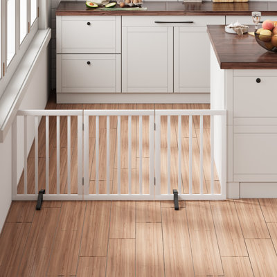 Barrière pour animaux autoportante en bambou pliable à 3 panneaux avec pieds de support pour escaliers