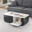 Table basse de rangement cannelée moderne avec plateau en faux marbre 39,4 "-2135058334