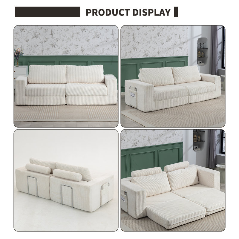 3 Seater Corduroy Sofa, Beige