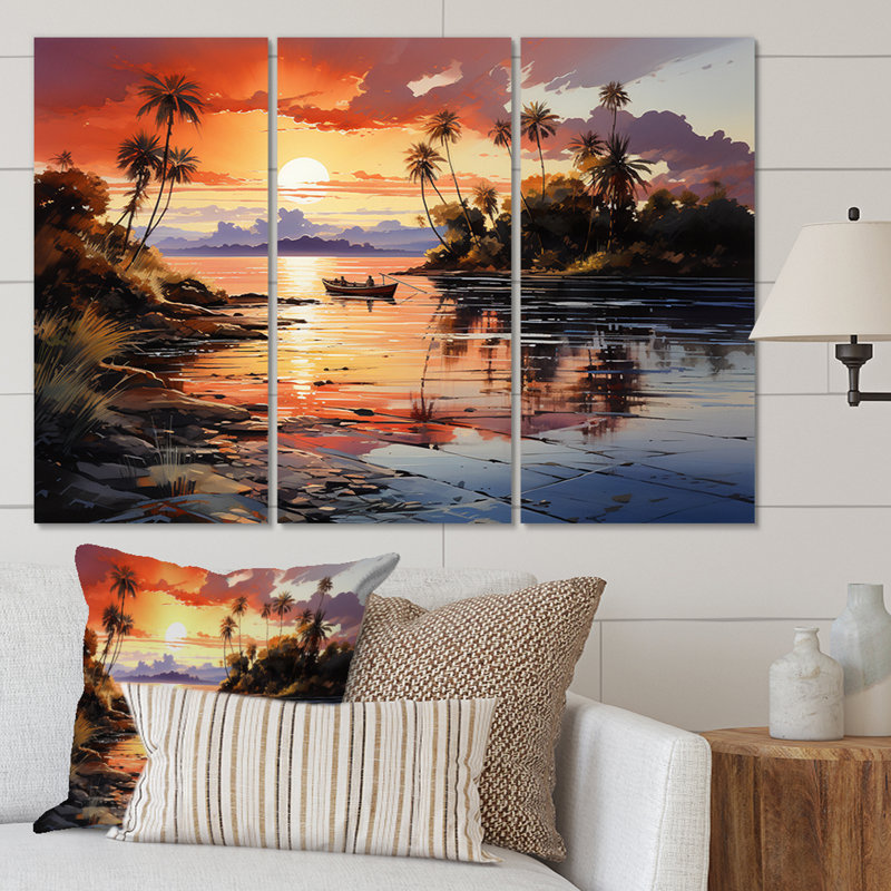 Dominicain lever de soleil sur Saman - ensemble de décoration murale nautique et plage en métal