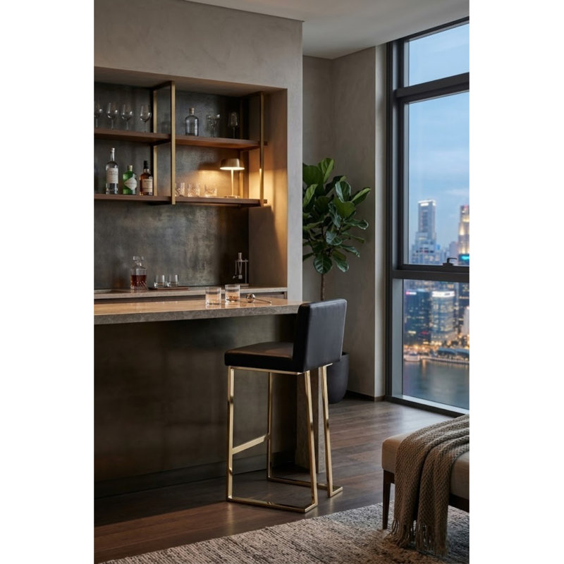 Tabouret de bar en simili-cuir Pangea Home Dexter, Similicuir noir, Similicuir blanc