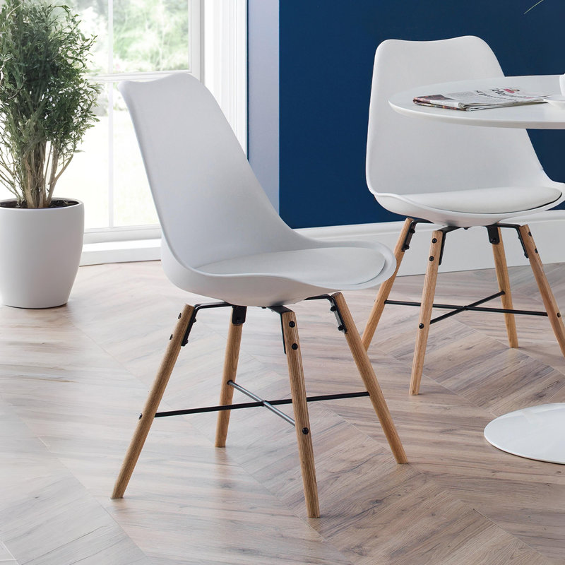 Adorján Side Chair, White/Oak