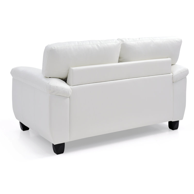 Waville 57'' Loveseat,Tufted Sofa,Faux Leather Couch, White Leather