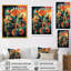 Vert et orange Mid Century Innovations II, reproduction d'art sur toile-88517352-88517358