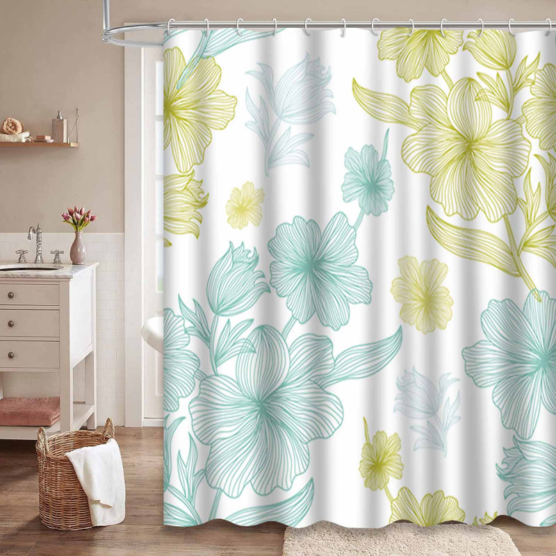 Élégant rideau de douche bleu sarcelle avec 12 crochets, L 72 po x l 72 po