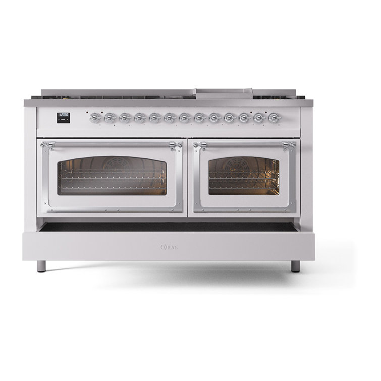ILVE Nostalgie II Noblesse 60 in Dual Fuel Range, 9 Burner, Griddle