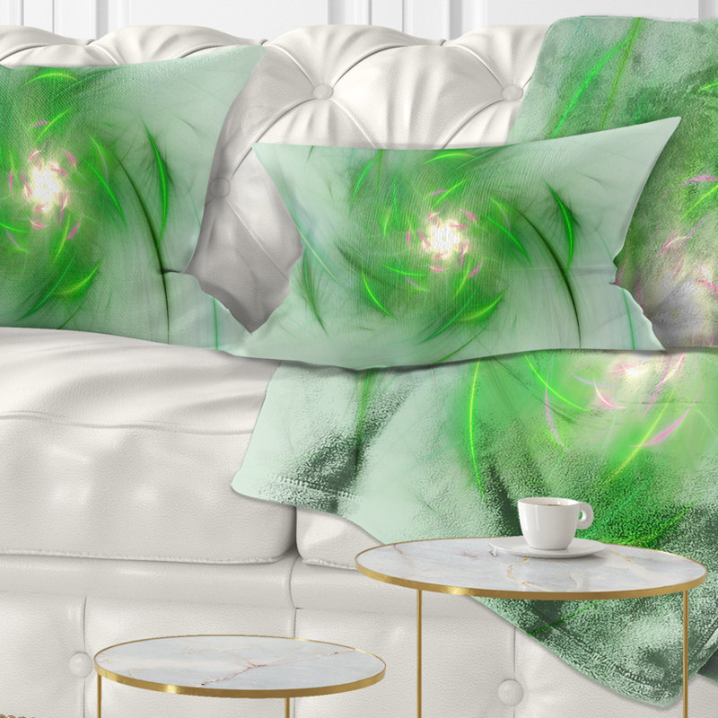 Tourbillon vert sur blanc avec fractale - imprimé abstrait