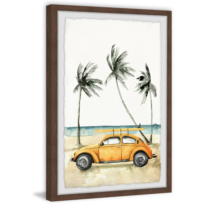 Julius Bug with Surfboard Framed Print, 18" H x 12" W x 1.5" D