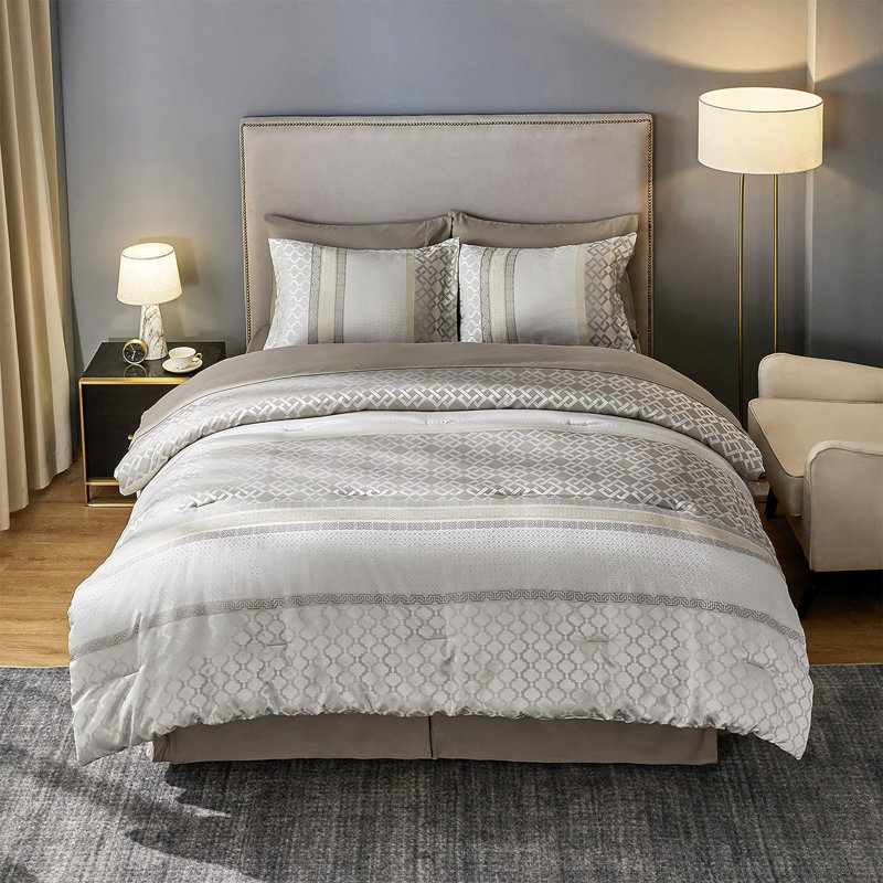 Ensemble d'édredon Bed in Bed, Édredon grand + 2 taies décoratives grand + 2 ta, Formes géométriques dorées