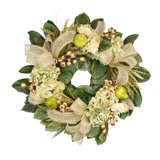 31" Wreath Decorated With Hydrangeas, Peonies, Berries And Pears