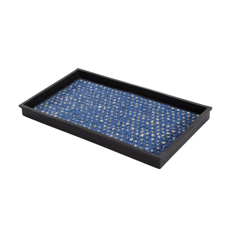 Tapis de démarrage écologique en caoutchouc bleu et ivoire 14 po x 24 po, Bleu et ivoire, L 24 po x l 14 po x H 1,5 po
