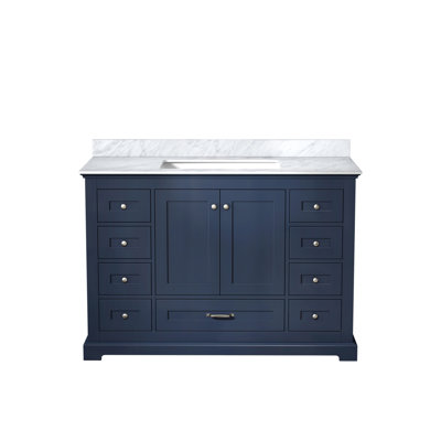Navy Blue Single Bath Vanity 48 In. W X 22 In. D, With Carrara Marble Top