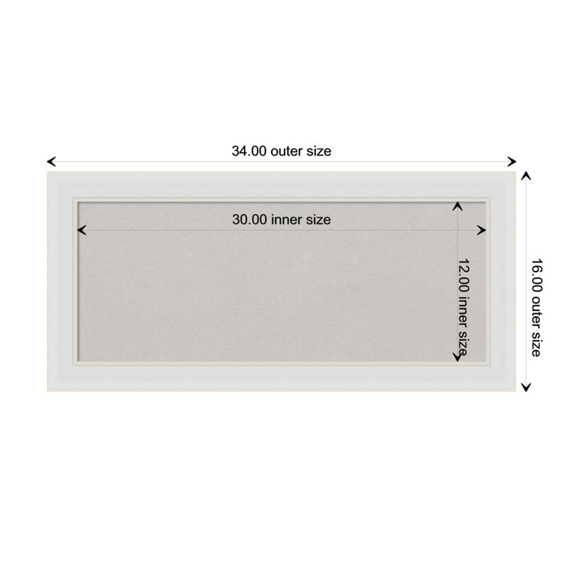 Blanco White Geometric Frame Grey Cork Bulletin Board 34" x 16"