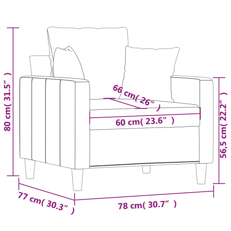 Canapé rembourré 30,7 po Anderjack, 100 % polyester noir
