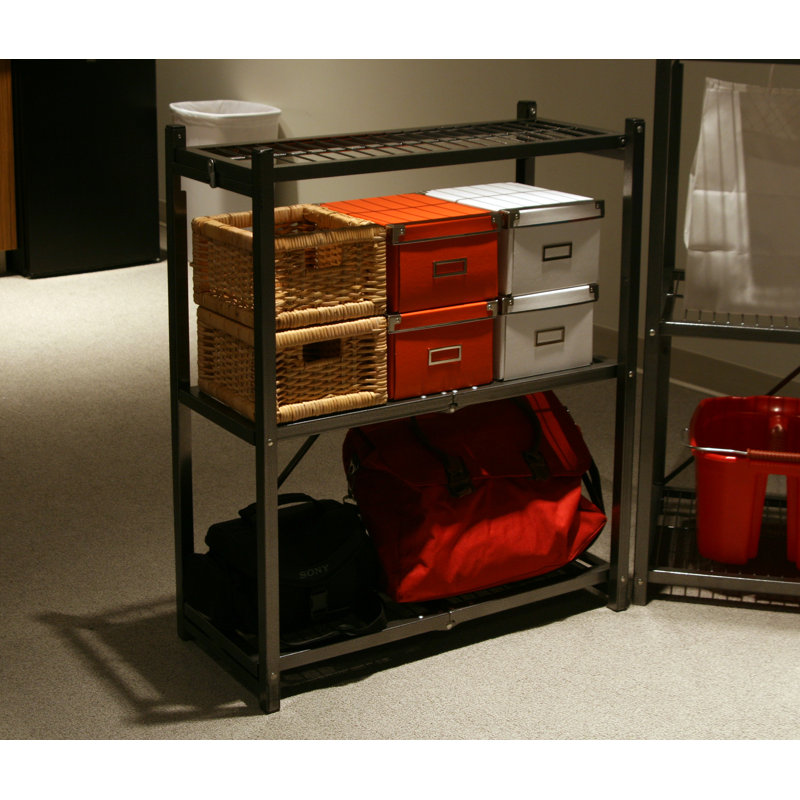 Origami 3-Shelf Storage Rack & Wheels, Pewter
