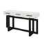 Longue console avec 3 tiroirs et poignées, tables de canapé d'entrée minimalistes avec base en croix pour le couloir du salon