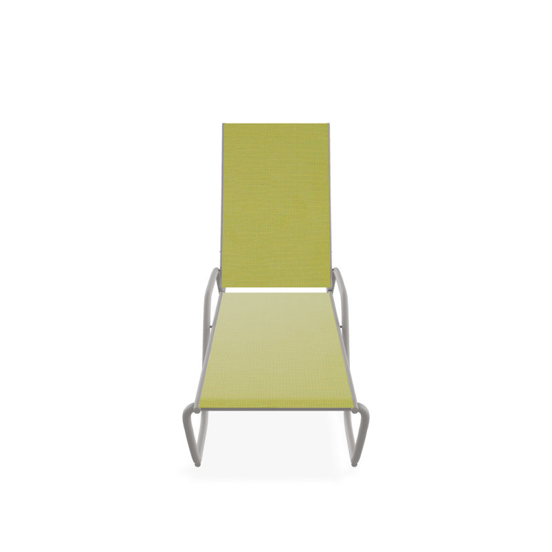 Outdoor Rust-Resistant Metal Chaise Lounge, Lime 38D Sunbrella®, Textured Warm Gray