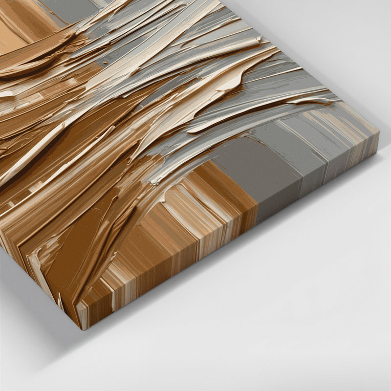 Art mural horizontal sur toile à rayures horizontales gris clair caramel, H 8 po x l 10 po