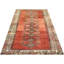 Tapis unique en laine noué à la main des années 1960 de 5 pi 3 po x 9 pi 4 po en rouge / brun / gris / ivoire