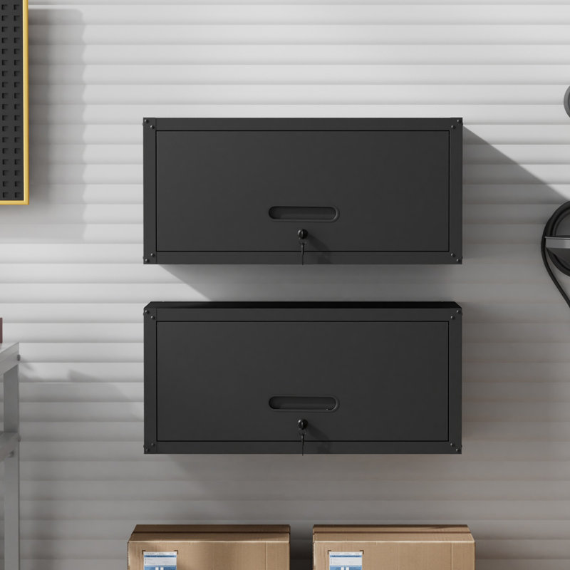 Heavy-Duty 29.5" Steel Garage Wall Cabinet with Secure Lock – Rust-Resistant Storage Organizer for Tools & Workshop, Black