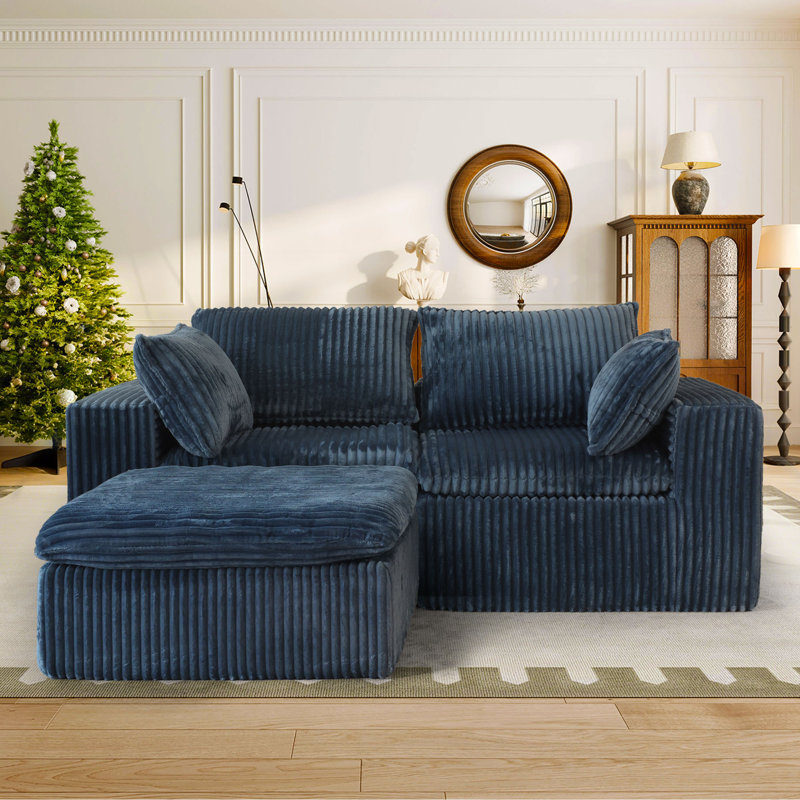 Coussin de siège modulaire en velours côtelé modulaire de 78,7 po avec assemblage en duvet synthétique 10%