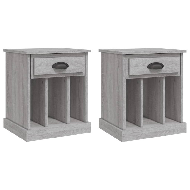 Pilot 1 Drawer Bedside Table, Grey Sonoma, Set of 2