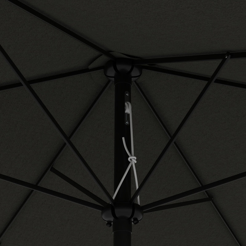 Parasol rectangulaire gris foncé de 6,5 pi x 10 pi. Parasol de table spacieux pour l'extérieur. Protégé. Manivelle pratique et inclinaison réglable. Évent pour construction stable
