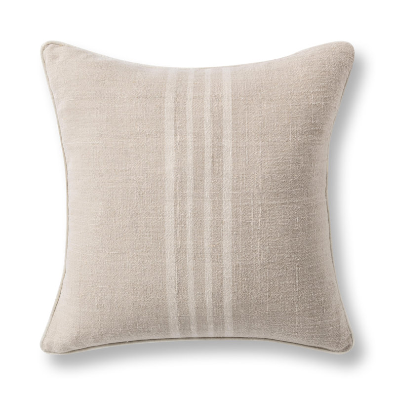Newport Linen Fabric Throw Pillow, Square 22", Ivory