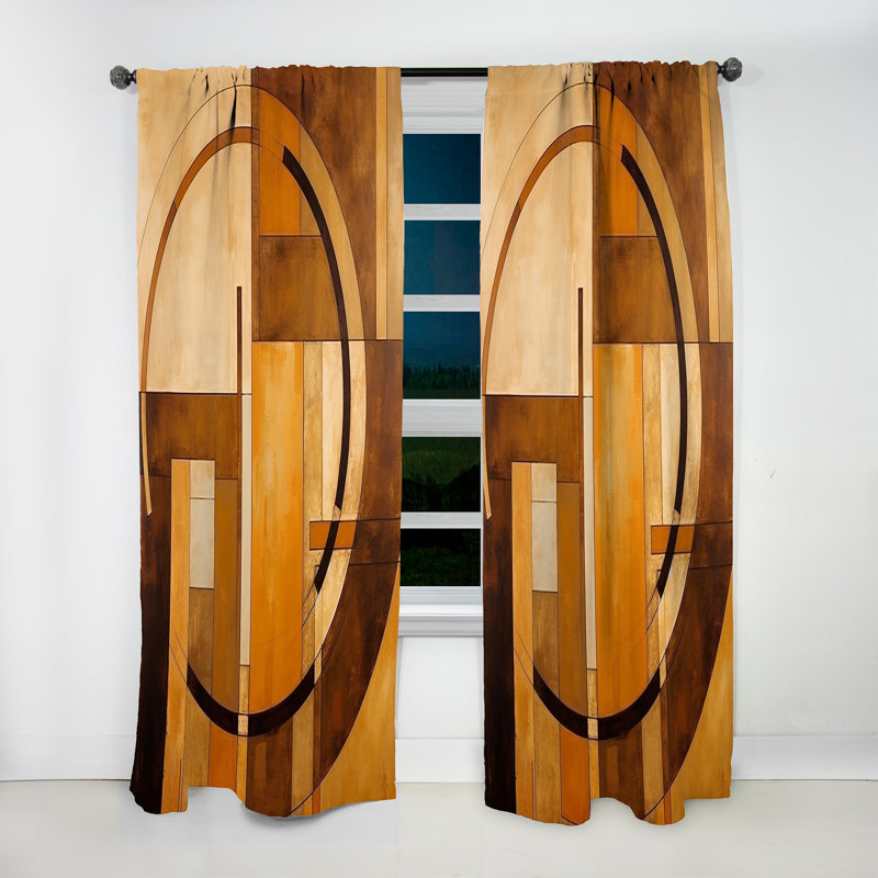 Bronze Brilliance Symmetry VI - Shapes Curtain - Blackout Abstract Curtain - 1 Panels, 52" W x 95" L