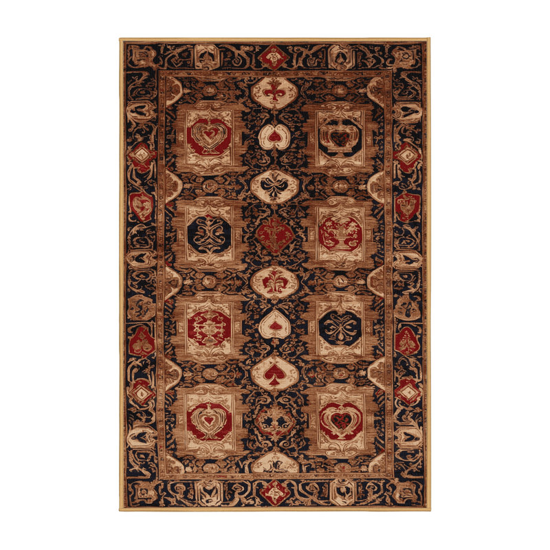 Tapis brun français lavable à la machine, Rectangulaire 7 pi x 10 pi