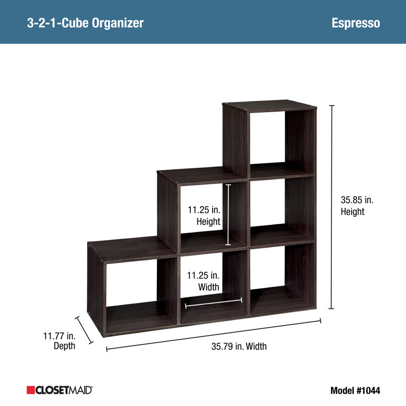 Cubeicals 35.85'' H x 35.79'' W 3-2-1 Cube Bookcase, Espresso