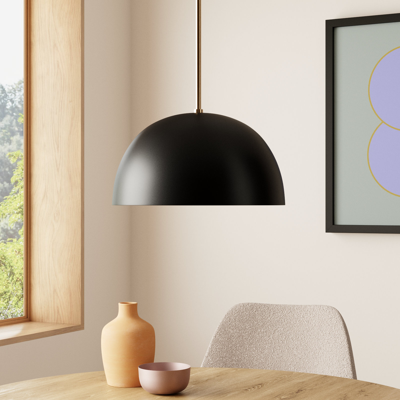 Leona 1 - Light Single Dome Pendant, Black