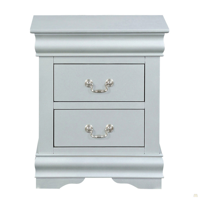 Table de chevet 2 tiroirs Platinum, Argent