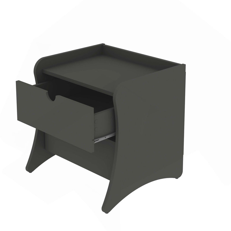 Coney 20" Nightstand In Charcoal Gray (2-Drawer), Charcoal Gray