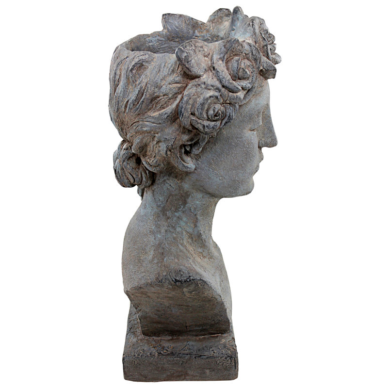 Gray Roman Goddess Resin Head Planter Statue