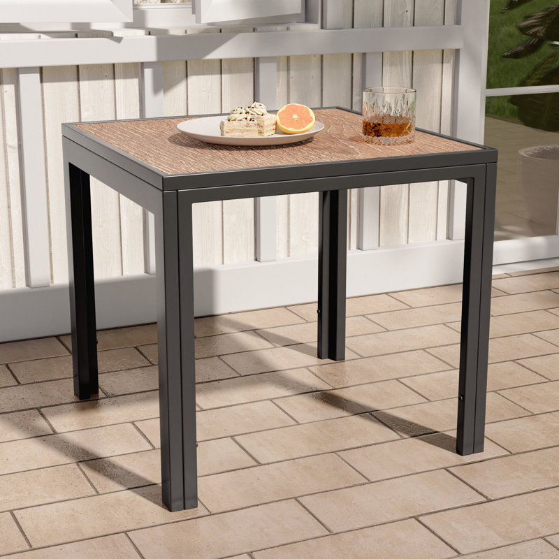 Square Patio Side Table with Metal Frame