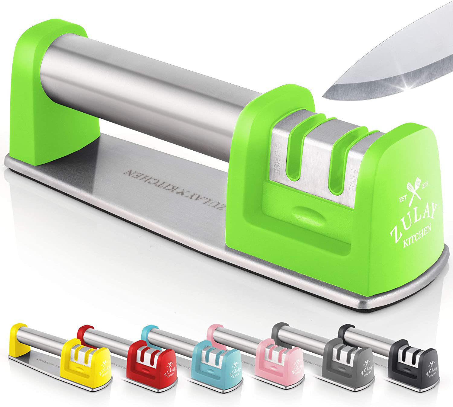 Zulay Kitchen Knife Sharpener for Straight and Serrated Knives