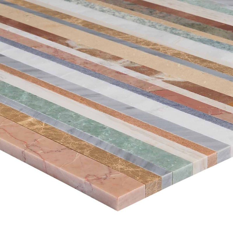Isla Sunset Multicolor 16x16 Polished Marble Mosaic Tile, Sunset
