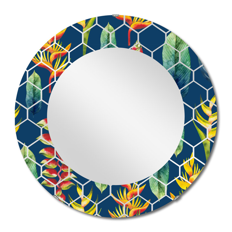 Summer Summer Vibrant Leaves II - Miroir mural bohémien, 24 po x 24 po