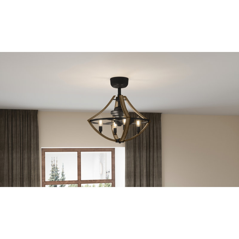 Ventilateur de plafond en cage à 3 pales avec télécommande et ensemble d'éclairage inclus