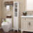 66.92" Tall Bathroom Storage Cabinet With Adjustable Shelves,Slim 1 Doors Freestanding Cabinet With Anti-Tip, Open Compartments