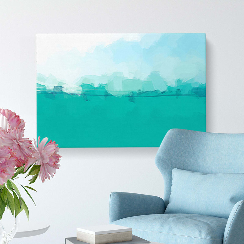 Aqua Green Water Level In Abstract - Wrapped Canvas Print, 50cm H x 76cm W x 3cm D