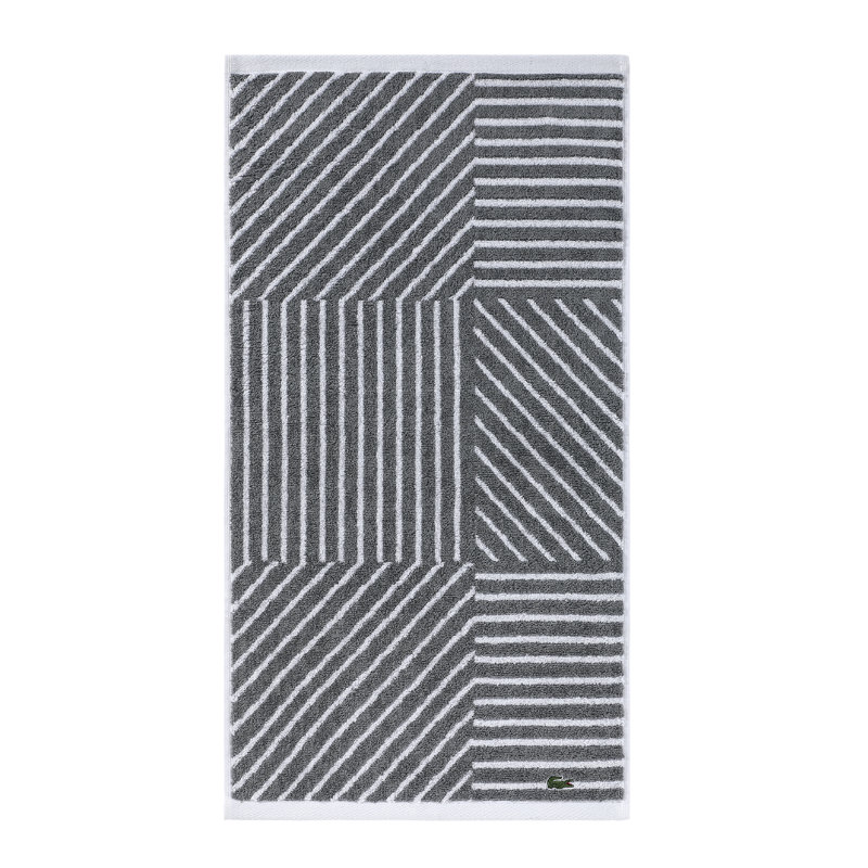 Lacoste Guethary Geometric Jacquard 100% Cotton Hand Towel, Meteorite, 1 Piece Hand Towel