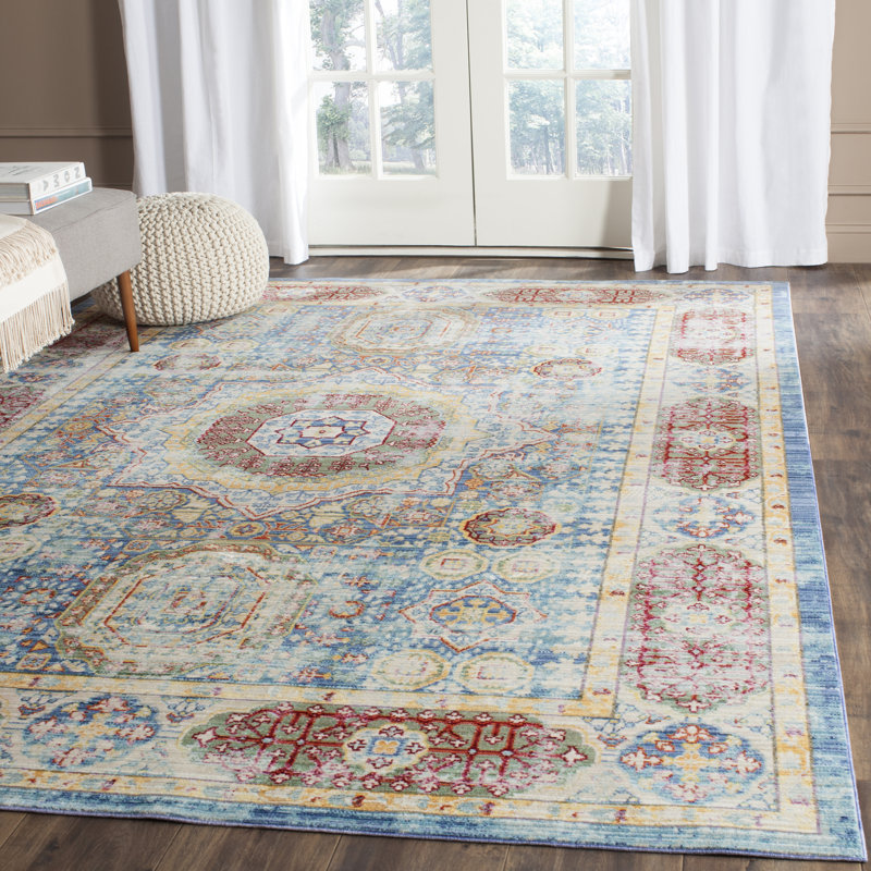Tapis oriental rouge / bleu Embrya, Rectangle 4 pi x 6 pi