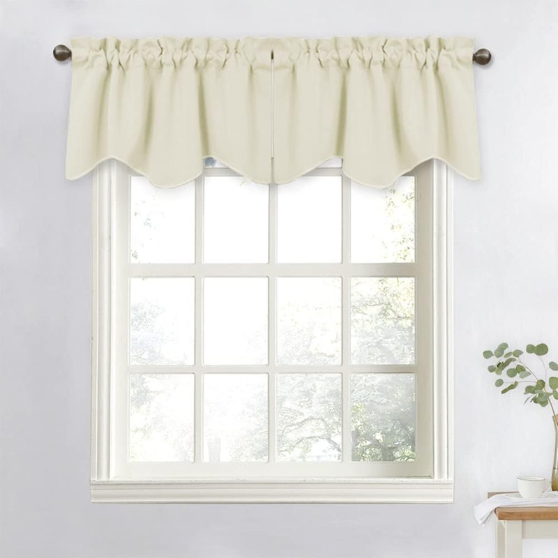 Blackout Curtain Valance For Kitchen Windows, Home Decorative Rod Pocket Short Curtain Drape For Bathroom/Living Room/Bedroom, 52" W X 18" L,