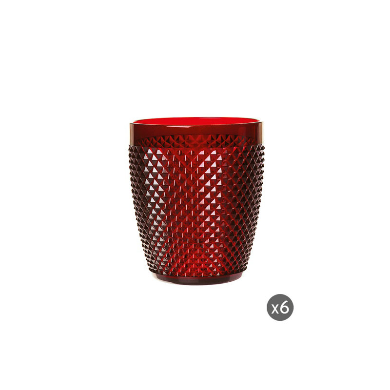 Diamond 400ml Drinking Glass Set, Red