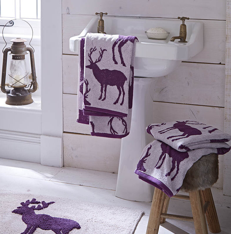 Stag Cotton Bath Towel, Purple