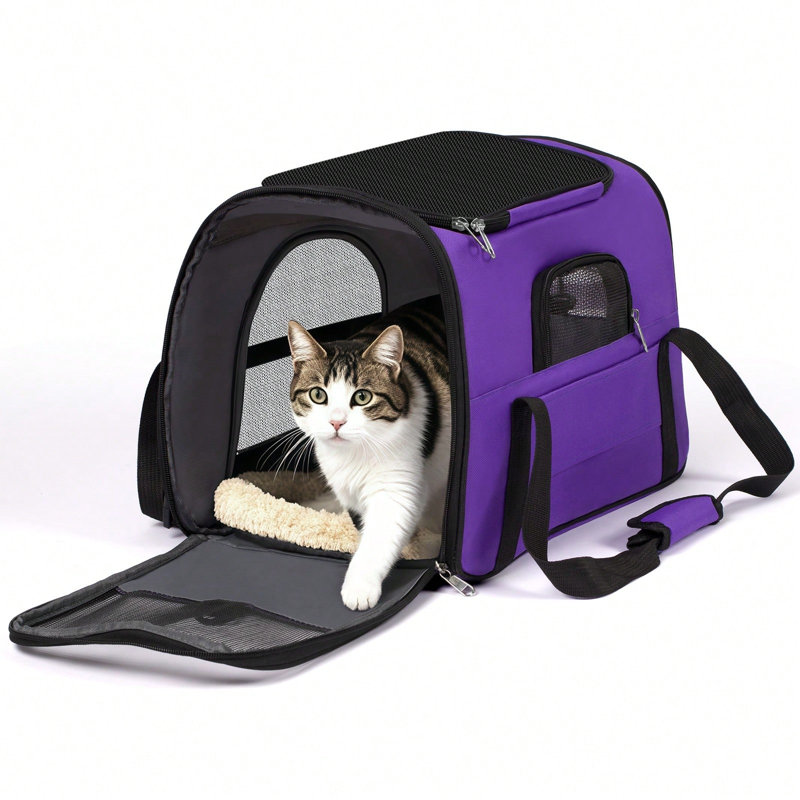 Sac de transport pour chien pour animaux de compagnie de taille moyenne - Sac de chat et de chiot pliable à côtés souples, approuvé par la compagnie aérienne, transporteur de voyage portable jusqu'à 20 lb