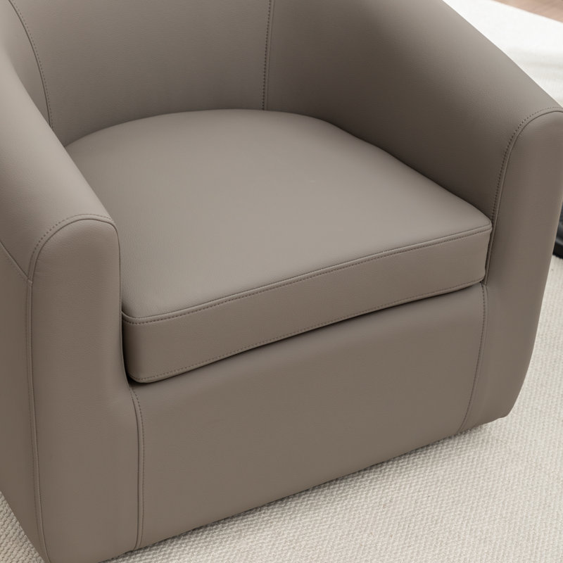 Morre Upholstered Swivel Barrel Chair, Gray