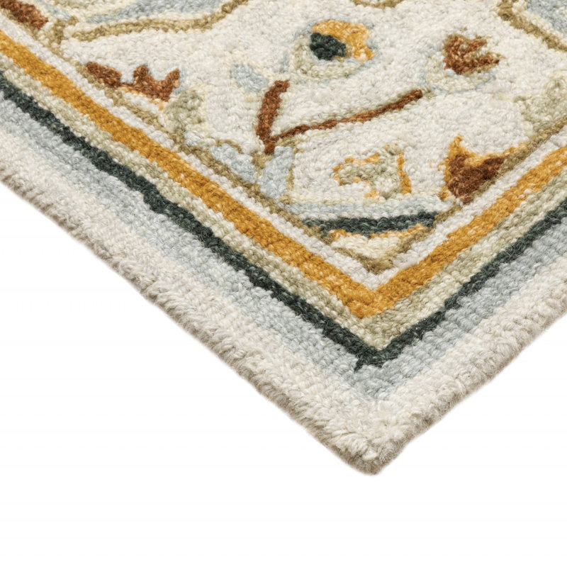 Tapis crème / gris anthracite en laine crocheté à la main Eitelfritz, Rectangle 8 pi x 10 pi